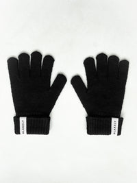 Label Knitted Gloves - Black