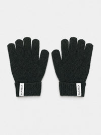 Label Knitted Gloves - Dark Green