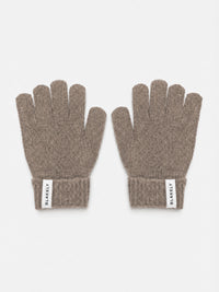 Label Knitted Gloves - Soft Brown