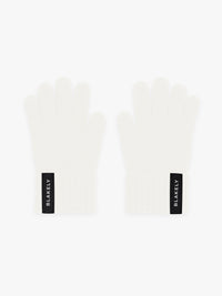 Label Knitted Gloves - Cream
