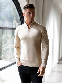 Oxbridge 1/4 Zip Sweater - Tan