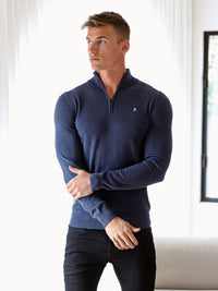 Oxbridge 1/4 Zip Sweater - True Navy