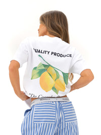 Lia Lemon Oversized T-Shirt - White