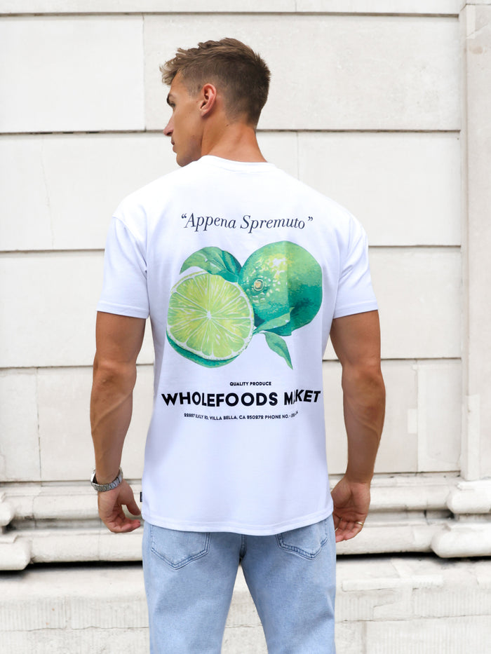 Lime Print Relaxed T-Shirt - White