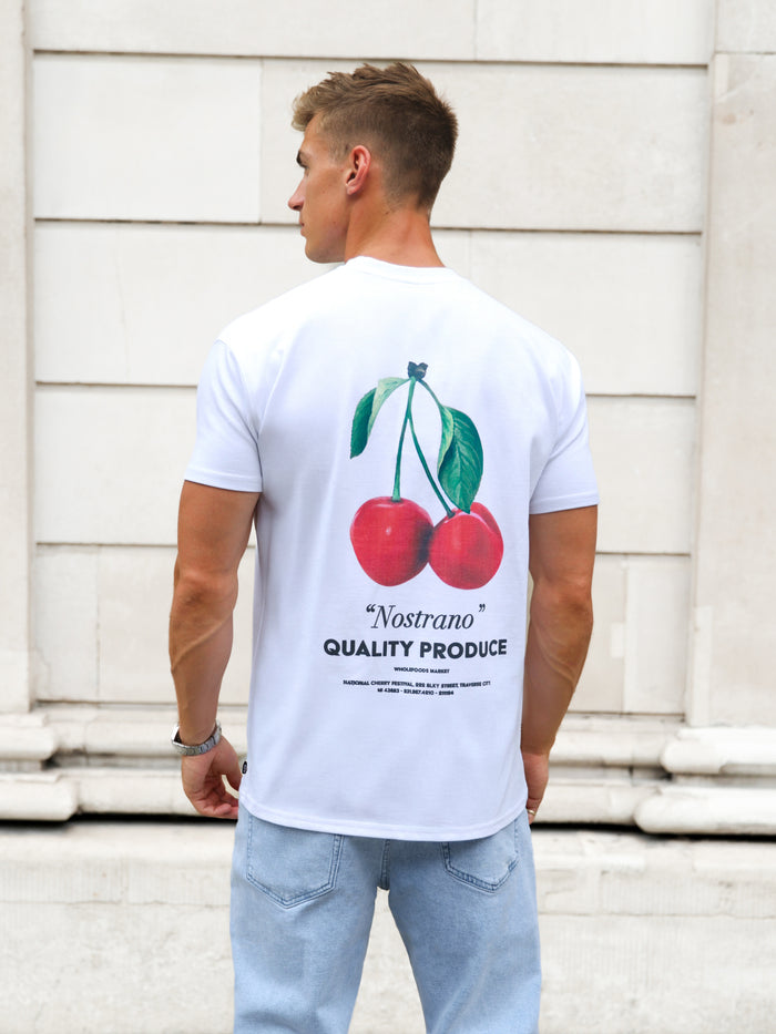 Cherry Print Relaxed T-Shirt - White