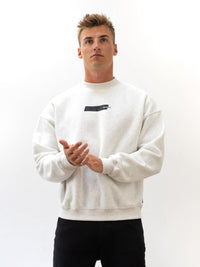Kobe Italic Relaxed Sweater - Marl White