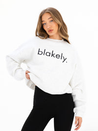 Logo Oversized Sweater - Marl White