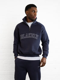 Outline Varsity 1/4 Zip Up Sweater - True Navy