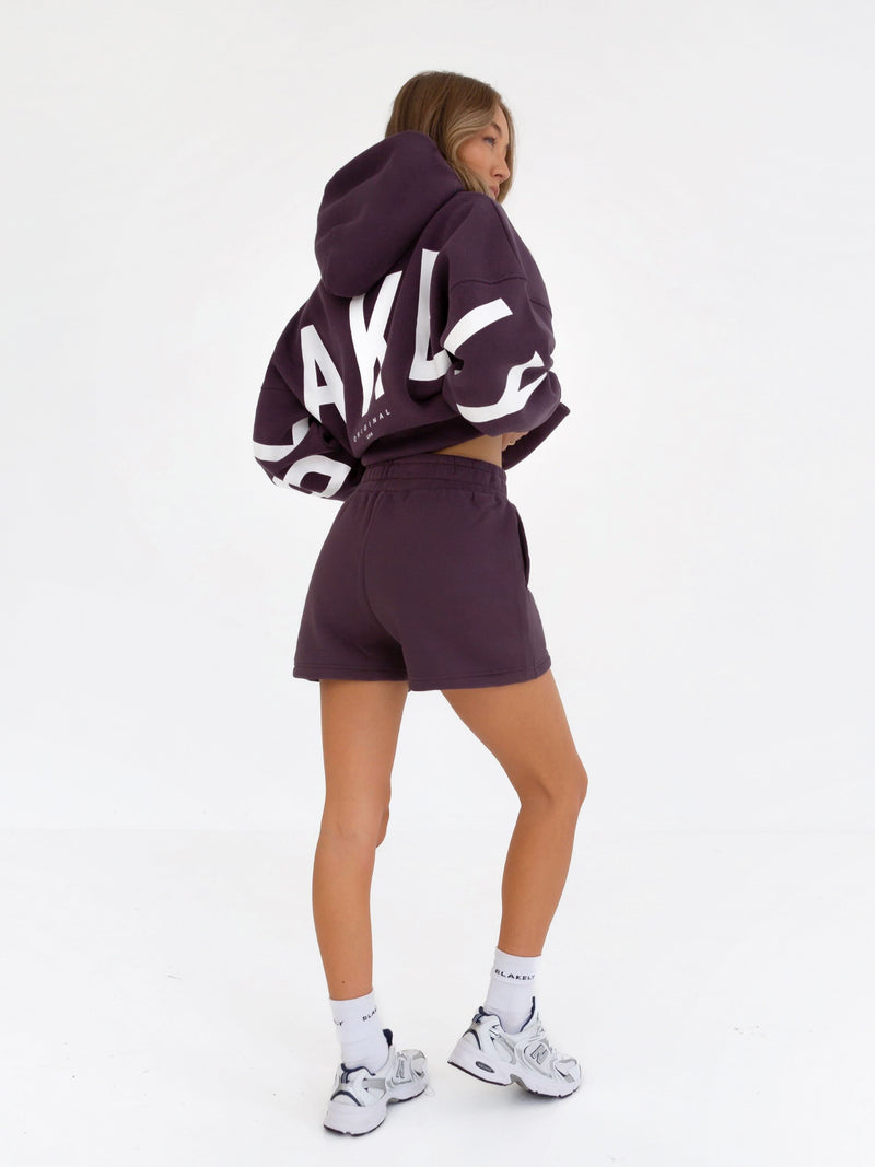 Isabel Hoodie & Jogger Shorts Set - Plum