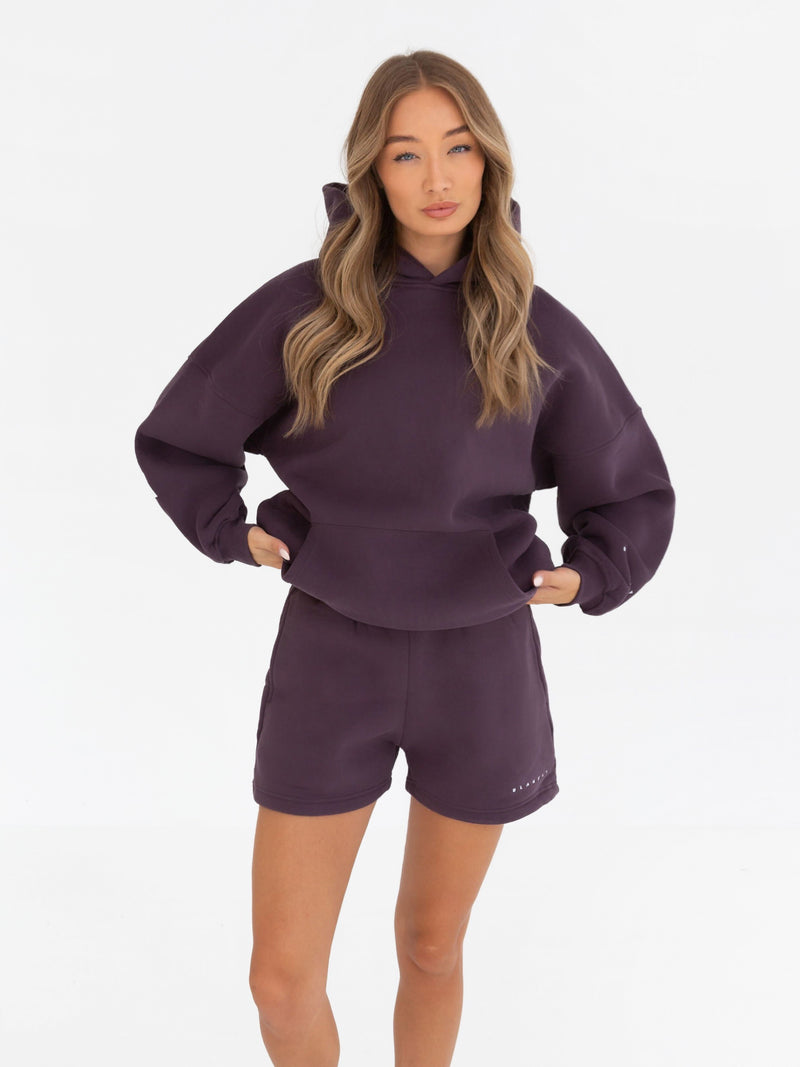 Isabel Hoodie & Jogger Shorts Set - Plum