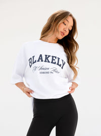 Melrose Ultra Oversized T-Shirt - White & True Navy