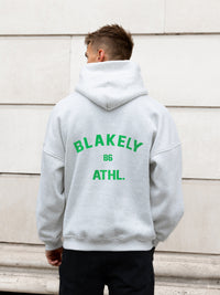 Niko Relaxed Hoodie - Marl White & Bold Green