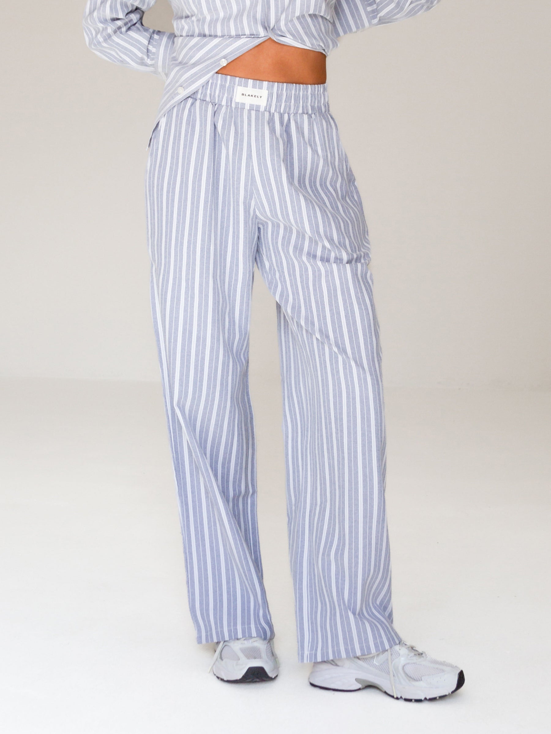 Buy Blakely Blue Elena Stripe Trousers Free delivery on orders over