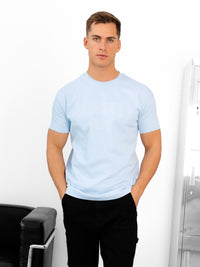 Miles Chain Stitch Relaxed T-Shirt - Powder Blue