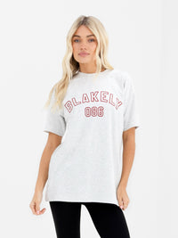 Alexis Chain Stitch Oversized T-Shirt - Marl White