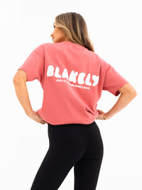 Cloud Print Oversized T-Shirt - Sunrise Coral