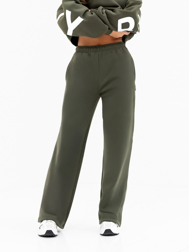 Isabel Wide Leg Sweatpants - Khaki Green