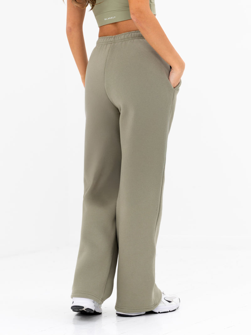 Isabel Wide Leg Sweatpants - Olive