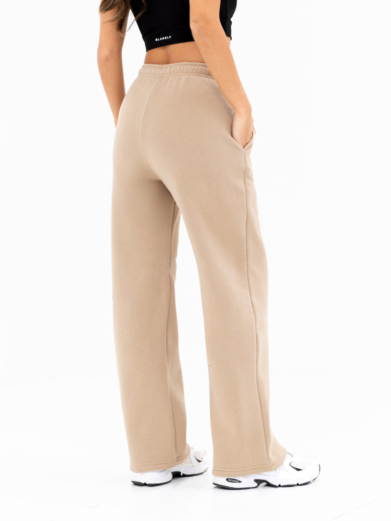 Isabel Wide Leg Sweatpants - Tan