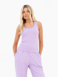 Soft Waffle Vest Top - Purple