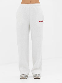 Cloud Print Wide Leg Sweatpants - Marl White & Cherry Red