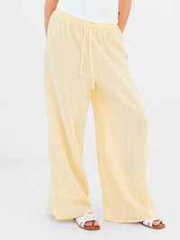 Mila Wide Leg Trousers - Butter Yellow