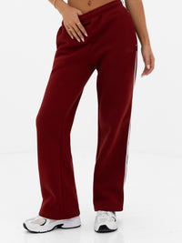 Jada Wide Leg Sweatpants - Maroon Red