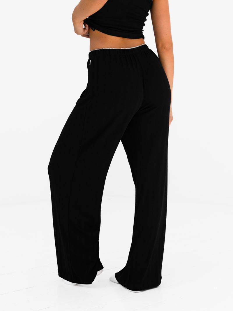 Aria Pointelle Trousers - Black
