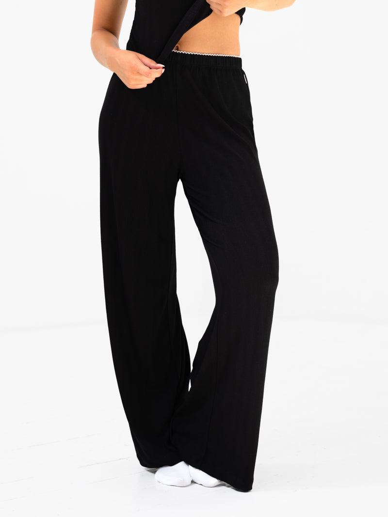 Aria Pointelle Trousers - Black