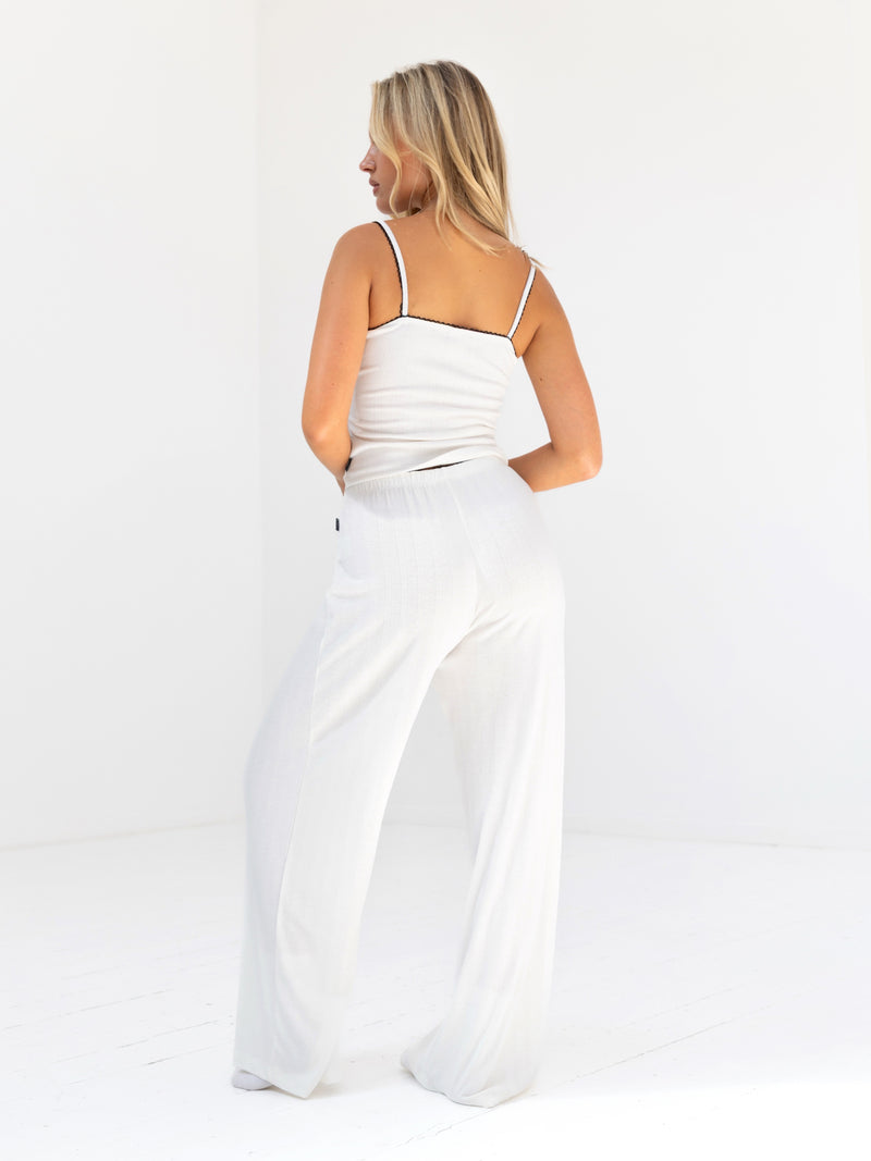 Aria Pointelle Trousers - Soft White