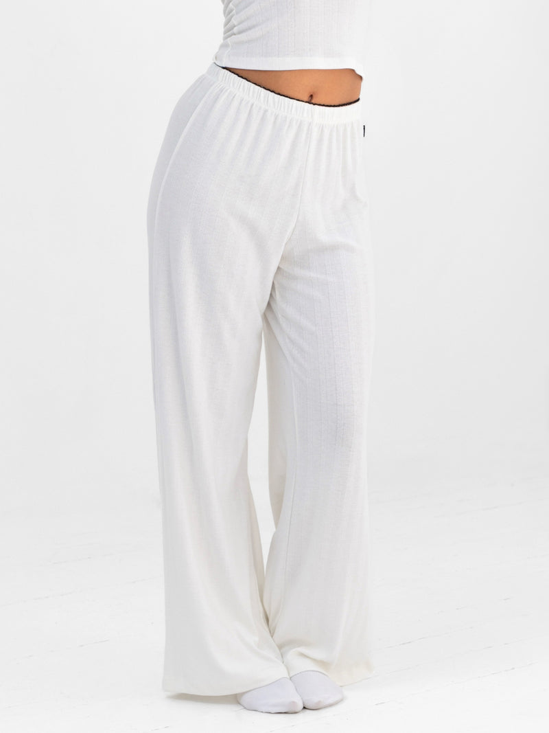 Aria Pointelle Trousers - Soft White