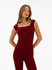 Ines Active Top - Maroon Red