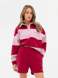 Harper Rugby Shirt - Berry Red & Pink