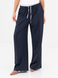 Alana Double Waist Trousers - Soft Navy