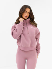 Addie 1/4 Zip Sweater - Dusty Pink