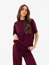 Nellie Oversized T-Shirt - Rich Burgundy
