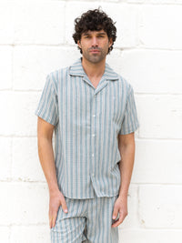 Leon Relaxed Stripe Shirt - Teal