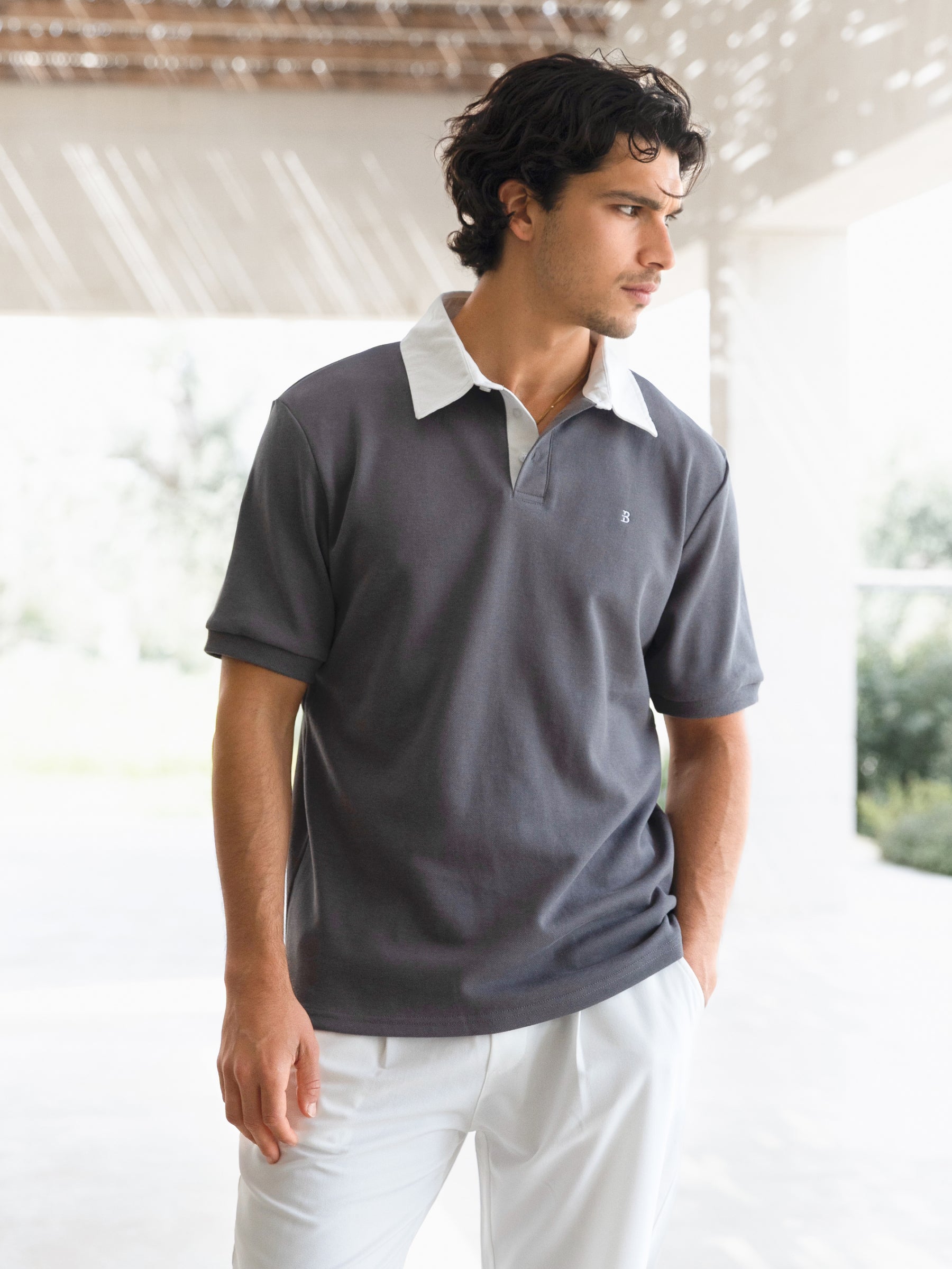 Buy Blakley Mens Grey Ander Relaxed Polo Shirt | Free delivery on