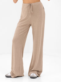 Nellie Wide Leg Trousers - Marl Beige