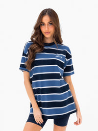 Skye Oversized Stripe T-Shirt - Blue Mix