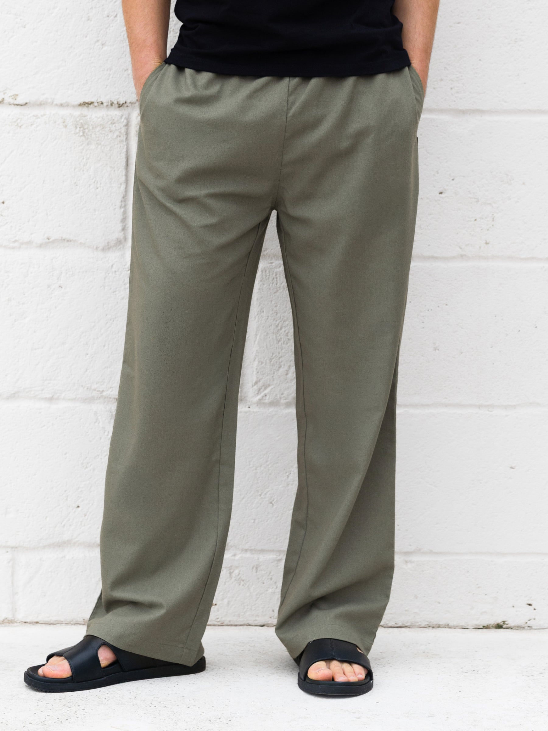 Buy Blakley Mens Khaki Freddie Relaxed Linen Trousers| Free