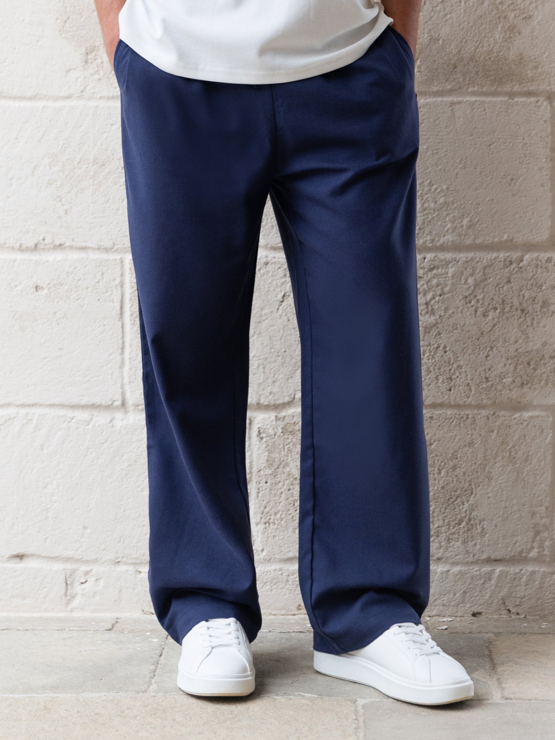 Buy Blakley Mens Navy Freddie Relaxed Linen Trousers| Free