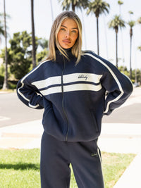 Yasmin Full Zip Sweater - True Navy