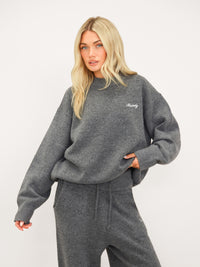 Oversized Knitted Sweater - Marl Charcoal