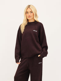 Oversized Knitted Sweater - Dark Mulberry