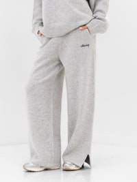 Knitted Wide Leg Sweatpants - Marl Grey