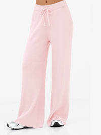 Zoey Ribbed Wide Leg Trousers - Baby Pink