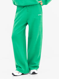 Varsity Knitted Wide Leg Sweatpants - Bright Green