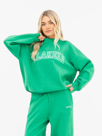 Varsity Oversized Knitted Sweater - Bright Green
