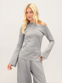 Layla Off The Shoulder Knitted Top - Grey